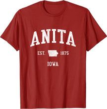 Anita Iowa IA T-Shirt Vintage Athletic Sports Design Tee