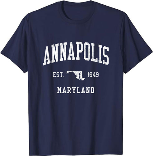 Annapolis Maryland MD T-Shirt Vintage Athletic Sports Design Tee