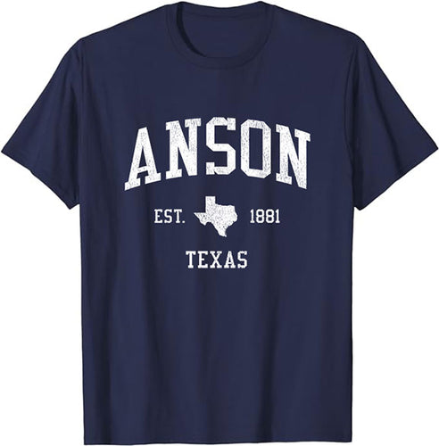 Anson Texas TX T-Shirt Vintage Athletic Sports Design Tee