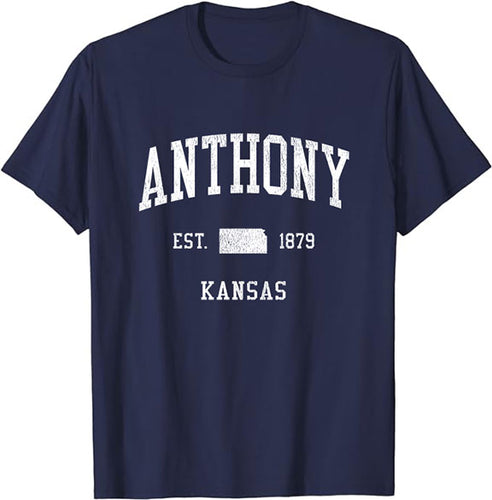 Anthony Kansas KS T-Shirt Vintage Athletic Sports Design Tee