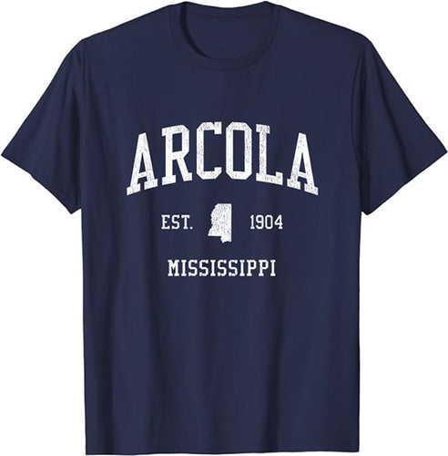 Arcola Mississippi MS T-Shirt Vintage Athletic Sports Design Tee