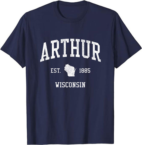 Arthur Wisconsin WI T-Shirt Vintage Athletic Sports Design Tee