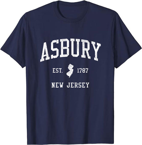 Asbury New Jersey NJ T-Shirt Vintage Athletic Sports Design Tee