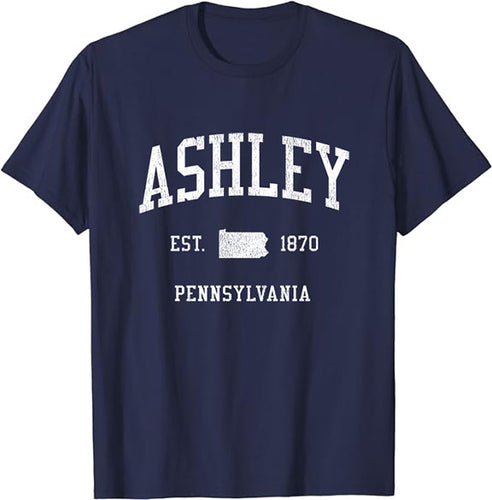 Ashley Pennsylvania PA T-Shirt Vintage Athletic Sports Design Tee