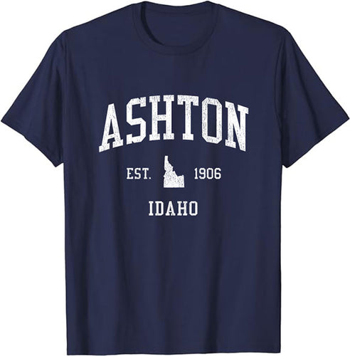 Ashton Idaho ID T-Shirt Vintage Athletic Sports Design Tee