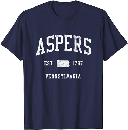 Aspers Pennsylvania PA T-Shirt Vintage Athletic Sports Design Tee