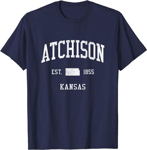 Atchison Kansas KS T-Shirt Vintage Athletic Sports Design Tee