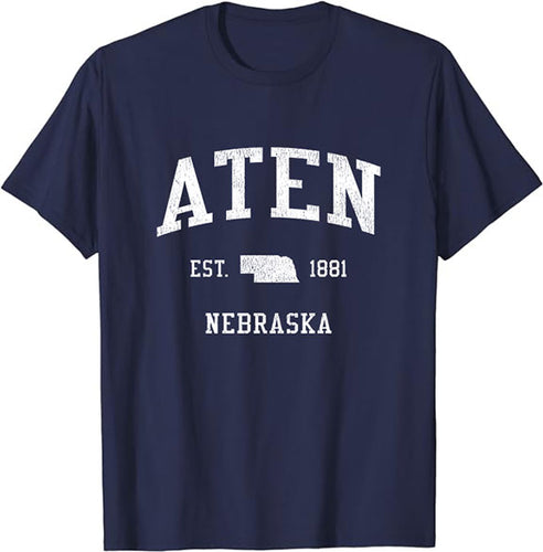 Aten Nebraska NE T-Shirt Vintage Athletic Sports Design Tee