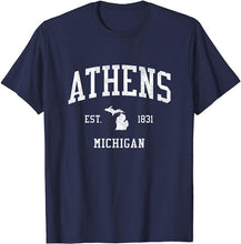 Athens Michigan MI T-Shirt Vintage Athletic Sports Design Tee