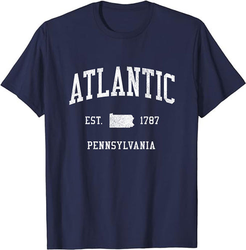 Atlantic Pennsylvania PA T-Shirt Vintage Athletic Sports Design Tee