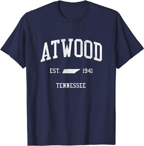 Atwood Tennessee TN T-Shirt Vintage Athletic Sports Design Tee