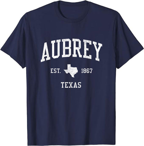 Aubrey Texas TX T-Shirt Vintage Athletic Sports Design Tee