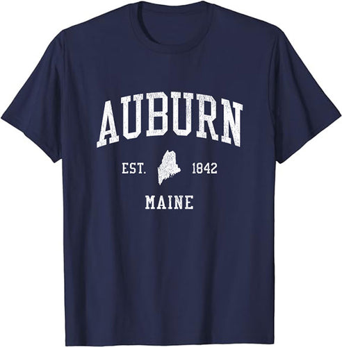 Auburn Maine ME T-Shirt Vintage Athletic Sports Design Tee