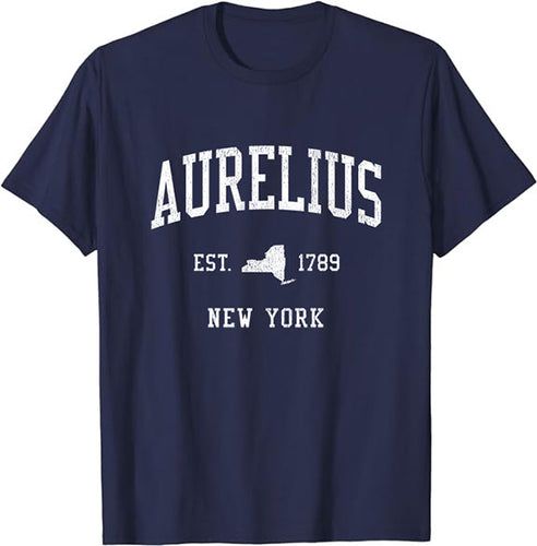 Aurelius New York NY T-Shirt Vintage Athletic Sports Design Tee