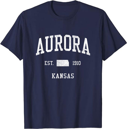 Aurora Kansas KS T-Shirt Vintage Athletic Sports Design Tee