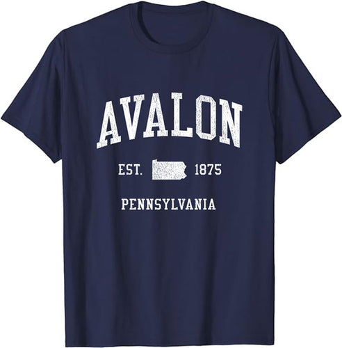 Avalon Pennsylvania PA T-Shirt Vintage Athletic Sports Design Tee