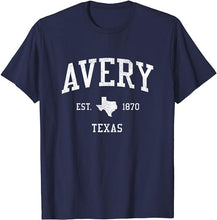 Avery Texas TX T-Shirt Vintage Athletic Sports Design Tee