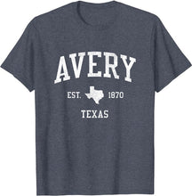 Avery Texas TX T-Shirt Vintage Athletic Sports Design Tee