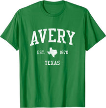 Avery Texas TX T-Shirt Vintage Athletic Sports Design Tee