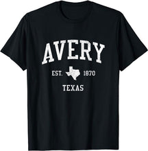 Avery Texas TX T-Shirt Vintage Athletic Sports Design Tee