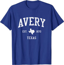 Avery Texas TX T-Shirt Vintage Athletic Sports Design Tee