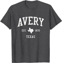 Avery Texas TX T-Shirt Vintage Athletic Sports Design Tee