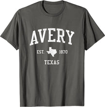 Avery Texas TX T-Shirt Vintage Athletic Sports Design Tee