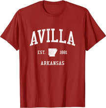 Avilla Arkansas AR T-Shirt Vintage Athletic Sports Design Tee