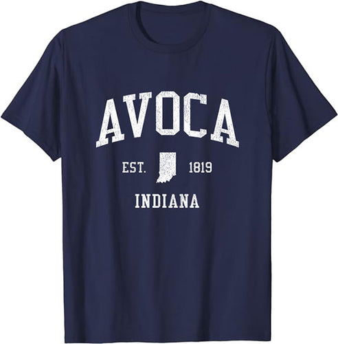 Avoca Indiana IN T-Shirt Vintage Athletic Sports Design Tee