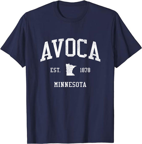 Avoca Minnesota MN T-Shirt Vintage Athletic Sports Design Tee