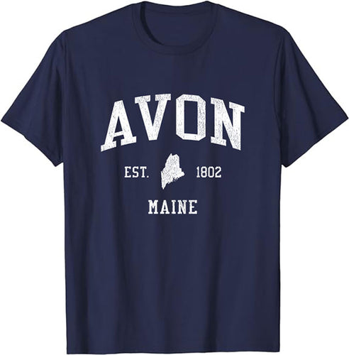 Avon Maine ME T-Shirt Vintage Athletic Sports Design Tee