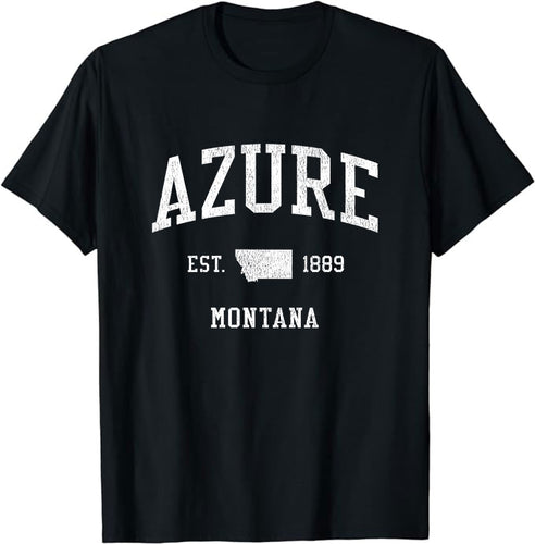 Azure Montana MT T-Shirt Vintage Athletic Sports Design Tee