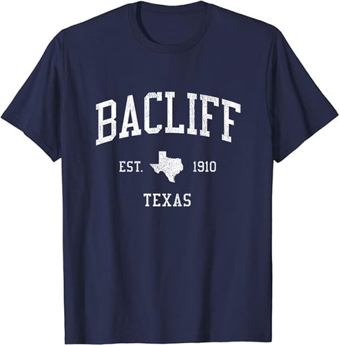 Bacliff Texas TX T-Shirt Vintage Athletic Sports Design Tee