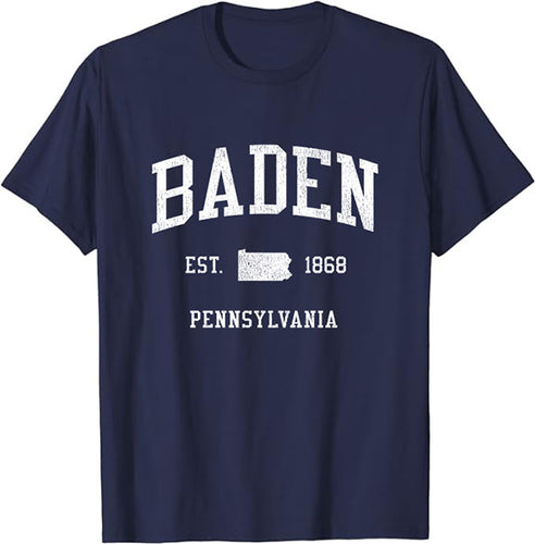 Baden Pennsylvania PA T-Shirt Vintage Athletic Sports Design Tee