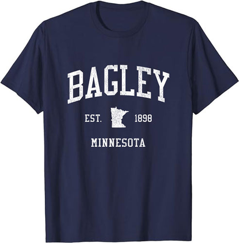 Bagley Minnesota MN T-Shirt Vintage Athletic Sports Design Tee