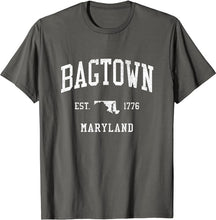 Bagtown Maryland MD T-Shirt Vintage Athletic Sports Design Tee