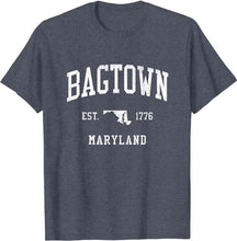 Bagtown Maryland MD T-Shirt Vintage Athletic Sports Design Tee