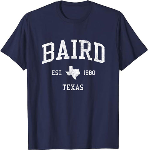 Baird Texas TX T-Shirt Vintage Athletic Sports Design Tee