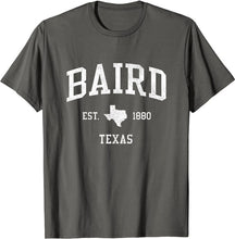 Baird Texas TX T-Shirt Vintage Athletic Sports Design Tee