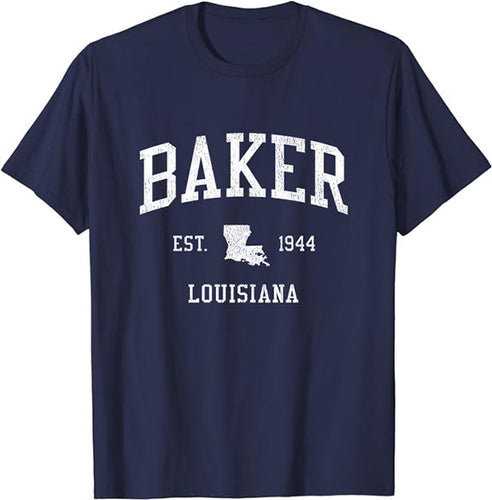 Baker Louisiana LA T-Shirt Vintage Athletic Sports Design Tee