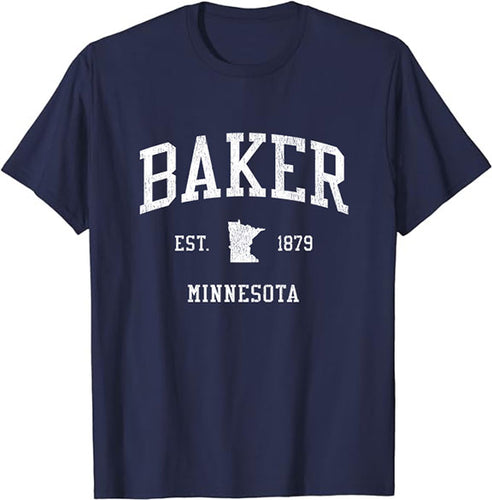 Baker Minnesota MN T-Shirt Vintage Athletic Sports Design Tee