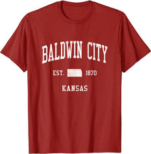 Baldwin City Kansas KS T-Shirt Vintage Athletic Sports Design Tee