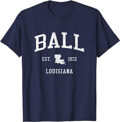 Ball Louisiana LA T-Shirt Vintage Athletic Sports Design Tee