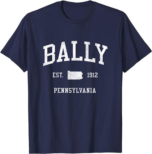 Bally Pennsylvania PA T-Shirt Vintage Athletic Sports Design Tee