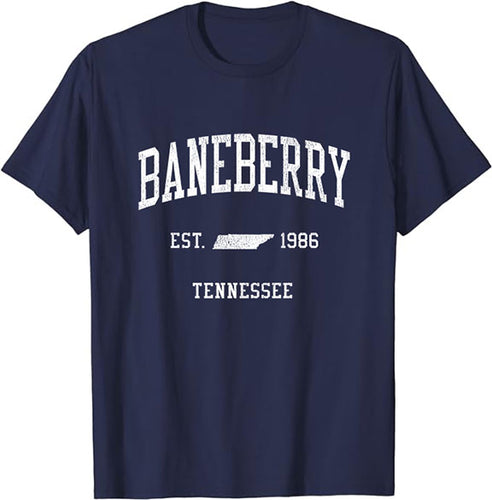 Baneberry Tennessee TN T-Shirt Vintage Athletic Sports Design Tee