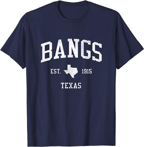 Bangs Texas TX T-Shirt Vintage Athletic Sports Design Tee