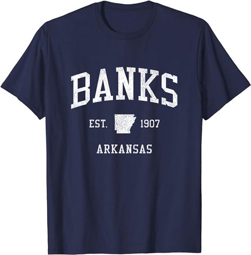 Banks Arkansas AR T-Shirt Vintage Athletic Sports Design Tee