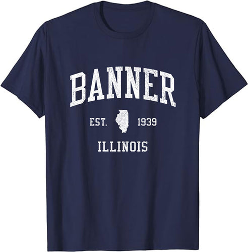 Banner Illinois IL T-Shirt Vintage Athletic Sports Design Tee