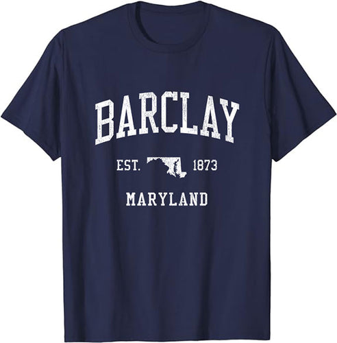 Barclay Maryland MD T-Shirt Vintage Athletic Sports Design Tee