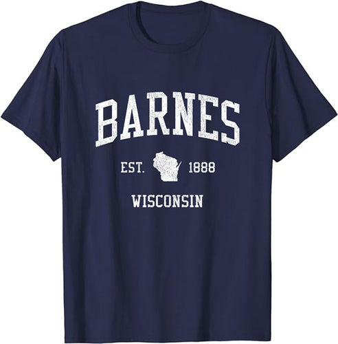 Barnes Wisconsin WI T-Shirt Vintage Athletic Sports Design Tee